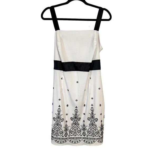 Vintage Pulse White Black Sleeveless Formal Beaded Mini Dress Beach Sundress Tie - Picture 1 of 6